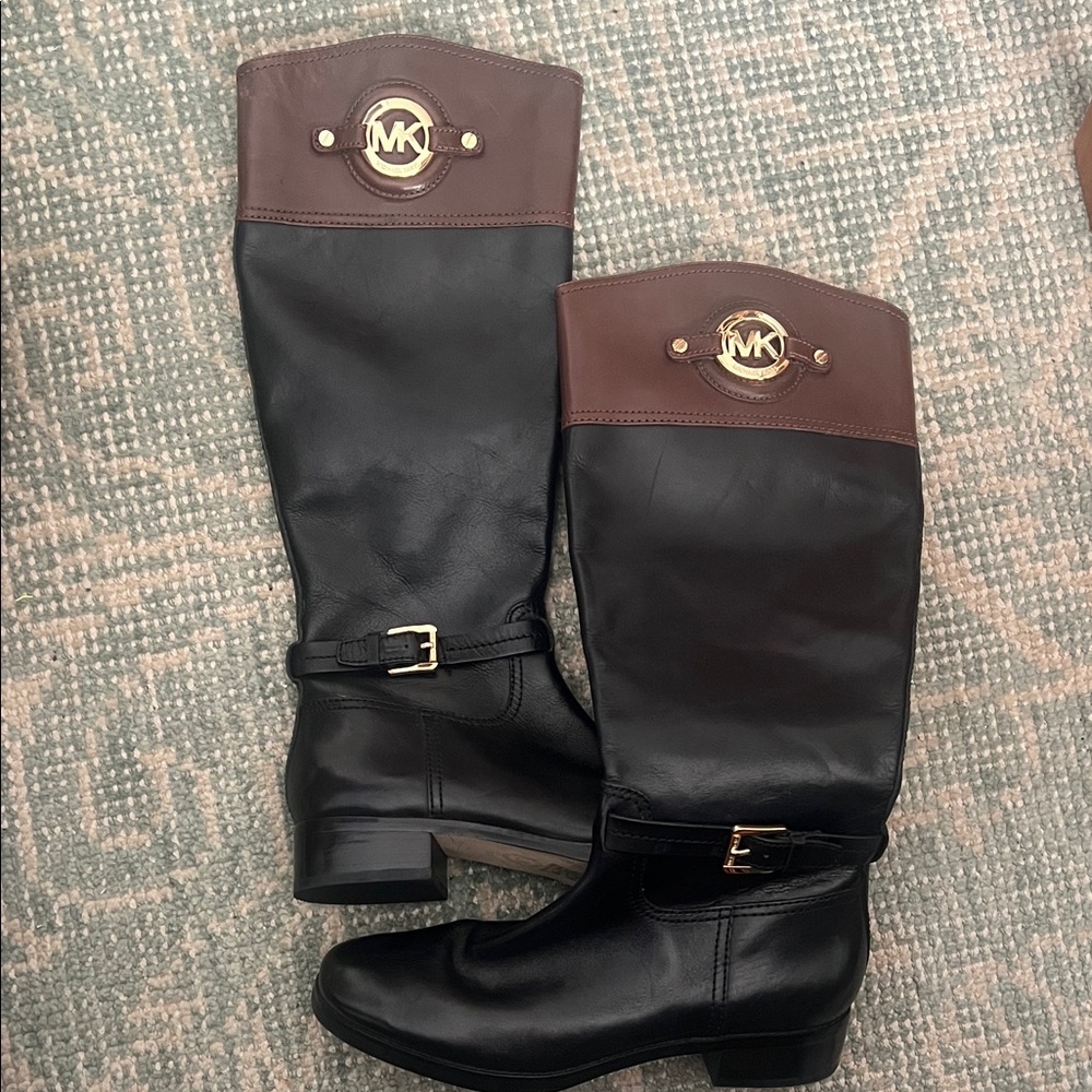 Michael Kors Black and Brown Leather Boots
